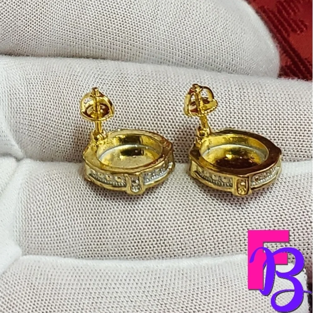 LARGE Mens 14K Micropave Earrings